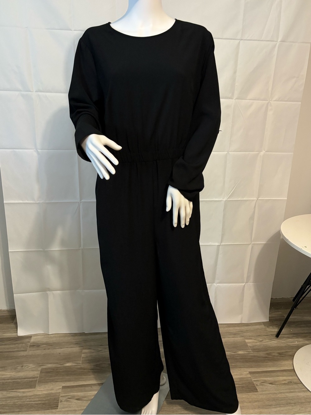 Who What Wear Black Long-Sleeve Wide-Leg Jumpsuit